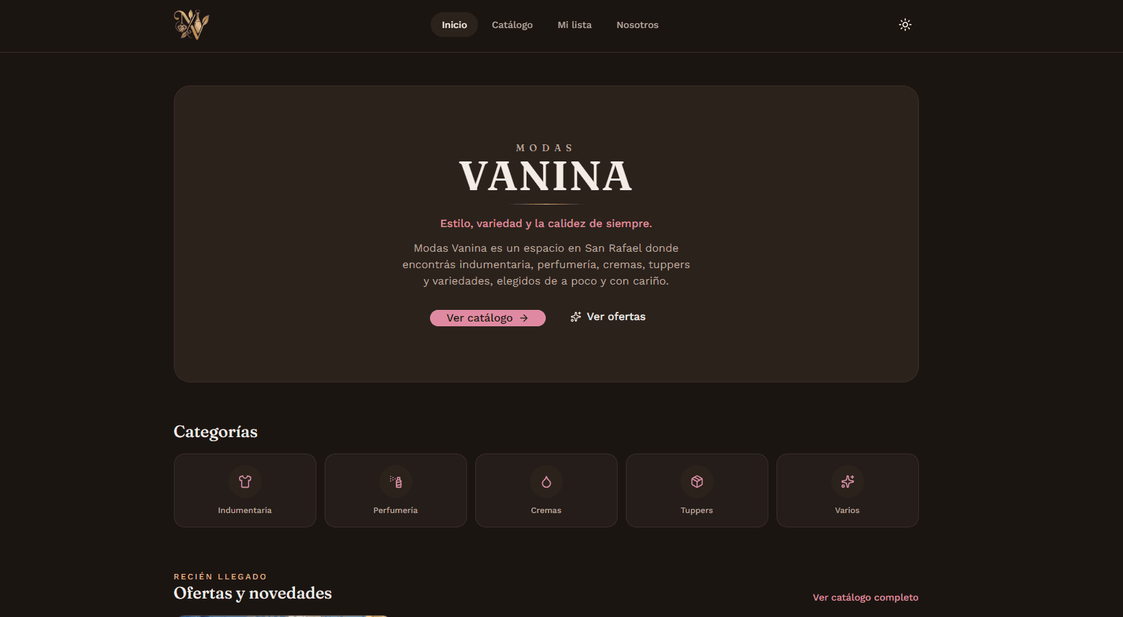 Modas Vanina — Catálogo digital de indumentaria, perfumería y cremas